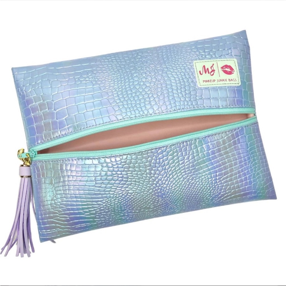 Makeup Junkie gator iridescent mini Bag